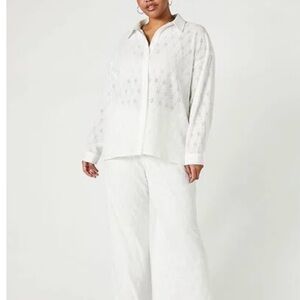 FOREVER 21 Eyelet Shirt & Pant Set
